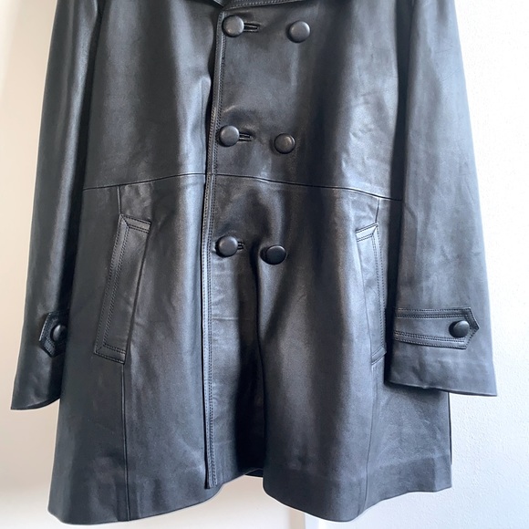 🖤Vintage 90s Leather Pea Coat with Inner Lining🖤 - Picture 2 of 3